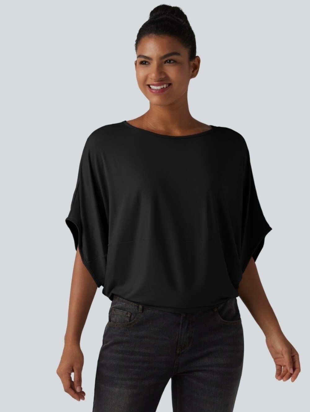 Halara Relaxed Round Neck Batwing Sleeve Top.